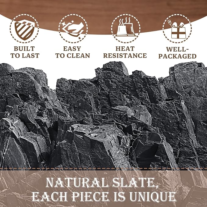13 Pieces Slate Drink Coasters, GOH DODD 4 Inch Black Coasters Stone Coaster Set - Image 2