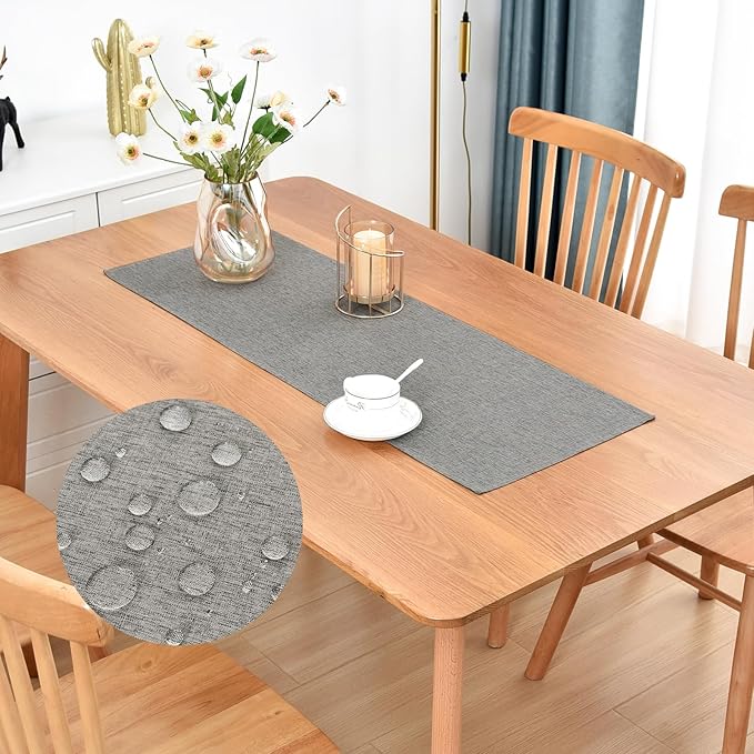 Faux Linen Small Table Runner Water Resistant 13 x 36 in, Coffee Table Runner by Nacuci