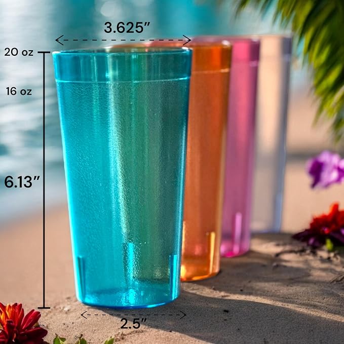 Oojami Set of 24 Plastic Tumblers, 20-Ounce Reusable Cups, BPA-Free & - Image 7