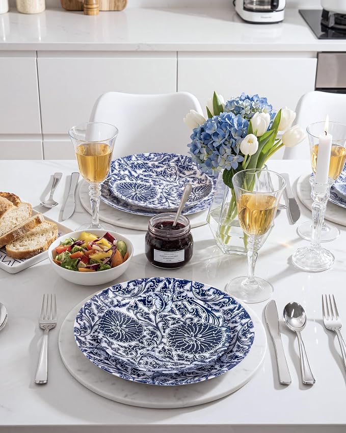 Blue Plastic Plates, Floral Disposable Plates, anniversaries, or holidays. - Image 4