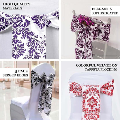 Efavormart 5pc x Damask Flocking Chair Sash - Image 6