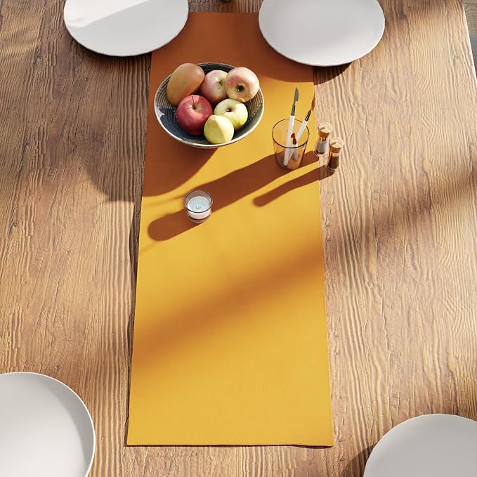 Encasa XO Table Runner, Cotton Canvas Dining Runner 13"x36" | Mango, 180 GSM - Image 3