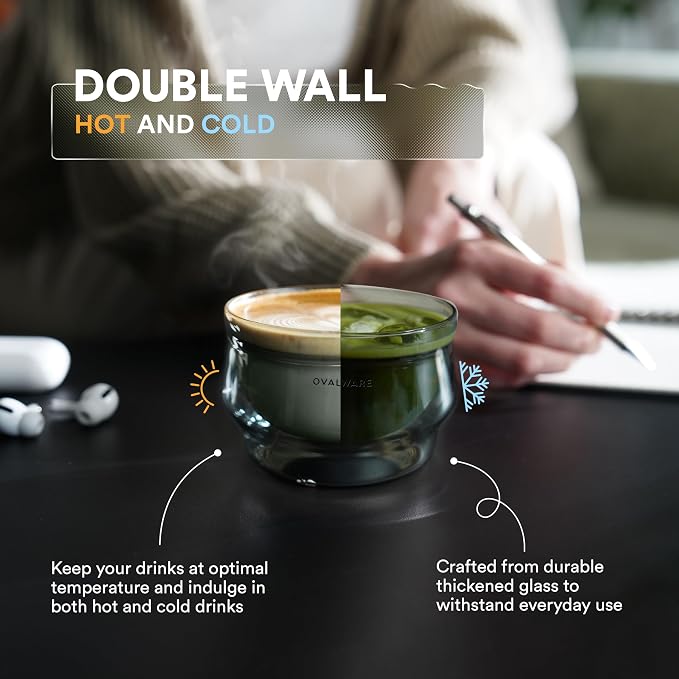 ovalware 8.5oz Double Wall Latte Cups, Latte Set of 2 - Image 6