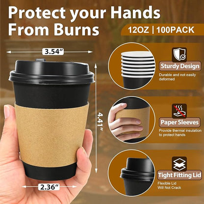 Clawsoff 100 Pack 12 oz Disposable Coffee Cups - Image 3