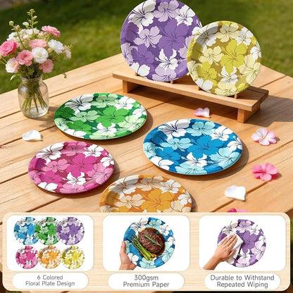 Hawaiian Luau Party Supplies, Tropical Hibiscus Disposable Tableware - Image 4