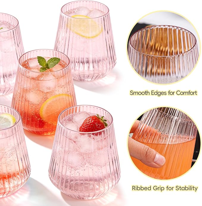 N9R 40PCS Pink Plastic Wine Glasses Disposable, 14 oz Cocktail & Spritz | Pink - Image 6