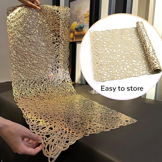 FAVE Gold Table Runners 36 Inches Short Table Runner Washable Table Mats | Heat - Image 7
