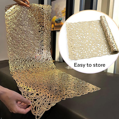 FAVE Gold Table Runners 36 Inches Short Table Runner Washable Table Mats | Heat - Image 7