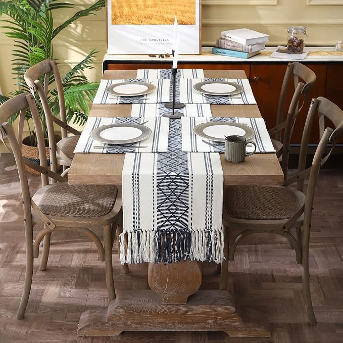 Woven Table Runner Farmhouse Style, Boho Table Runner 72 inches Long - Image 6