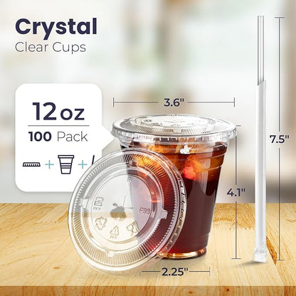 Fit Meal Prep 100 Pack 12 oz Plastic Iced Coffee Cups - Image 2