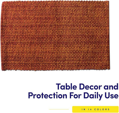 Sweet Home Collection 100% Cotton Placemats for Dining Room Rectangle Two Tone Woven Fabric 13" x 19" Soft Durable Table Mat Set, Set of 4, Rust