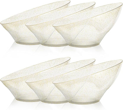 12 Pack Gold Glitter Plastic Serving Bowls by GoodLuck