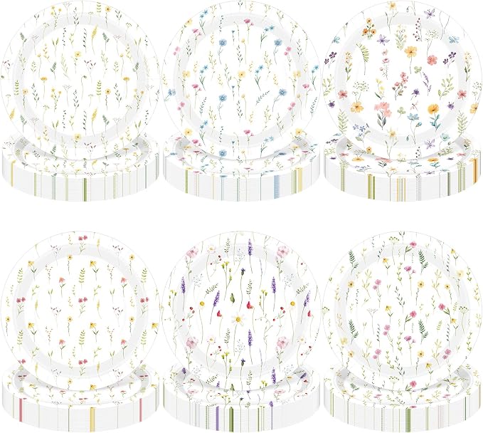 120 Pcs Wildflower Paper Plates 7 Inch Spring Floral Party Plates Wildflower by Umigy