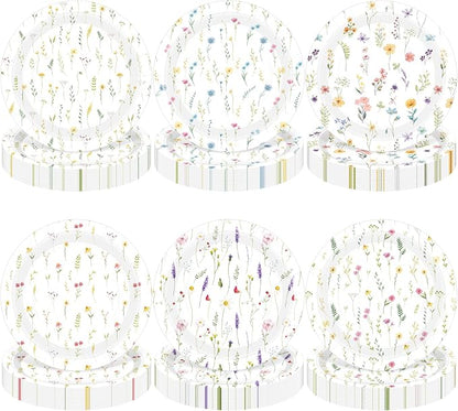 120 Pcs Wildflower Paper Plates 7 Inch Spring Floral Party Plates Wildflower by Umigy