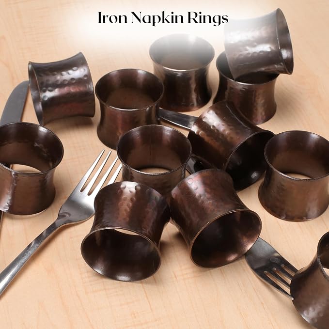 Decorative Metal Drum Napkin Rings Set of 12 - Image 5