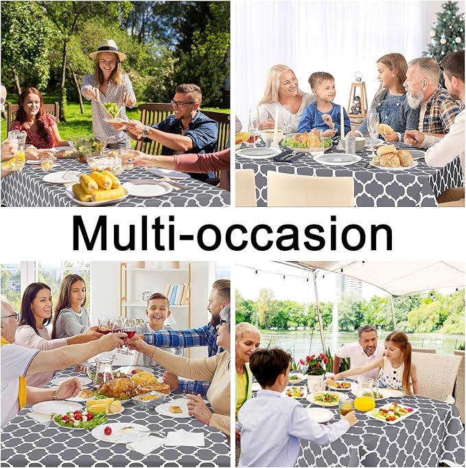 Smiry Square Table Cloth, Wipeable Spillproof Plastic Tablecloths for Dining, Waterproof Vinyl Tablecloth with Flannel Backing for Square Tables, Camping, Outdoor and Indoor (70"x70", Grey)