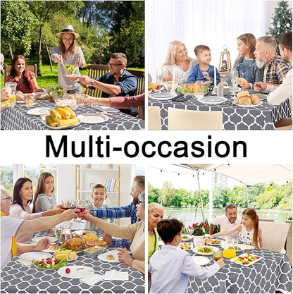 Smiry Rectangle Table Cloth, Waterproof Vinyl Tablecloths with Flannel Backing for Rectangle Tables, Wipeable Spillproof Plastic Tablecloth for Dining, Camping, Indoor and Outdoor (54"x78", Grey)