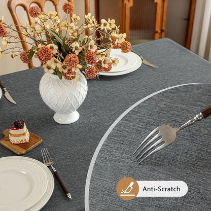 Faux Linen Fabric Rectangle Grey Table Cloth Textured Stain Resistant & Washable Gray Rectangular Tablecloth Reusable for Dining Kitchen Party 54 x 72 Inch