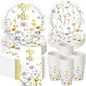 Funnymoom 250 Pcs Miss to Mrs Wildflower Paper Plates Napkins Cups Set | by Funnymoom