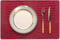Jovono Faux Leather Placemats Set of 8, Waterproof Heat Resistant Dinner Place Mats for Dining Table, Non-Slip Crocodile Embossed, Red (17.8x11.8 Inch)