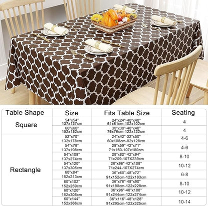 Smiry Rectangle Table Cloth Cover, Waterproof Vinyl Tablecloth with Flannel Backing for Rectangle Tables, Wipeable Spillproof Plastic Tablecloths for Dining, Camping, Indoor, Outdoor (60"x84", Coffee)
