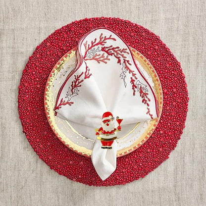 wonlex Xmas Napkin Rings Set of 6, Father Chirstmas Napkin Ring - Image 5