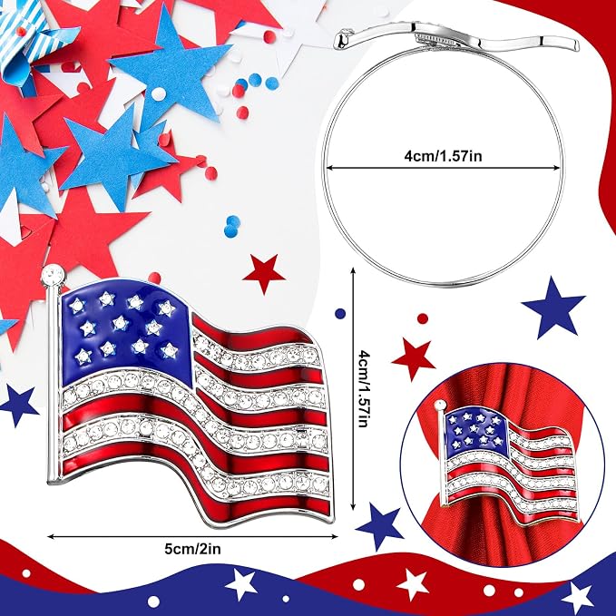 Geiserailie 6 Pieces Patriotic Napkin Rings 4th of July American Flag Napkin - Image 2