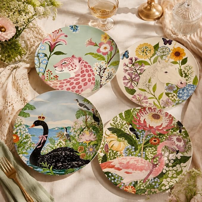 11 Inch Dinner Plates Set of 4, Ceramic Large Kitchen Plates | Ideal - Image 8