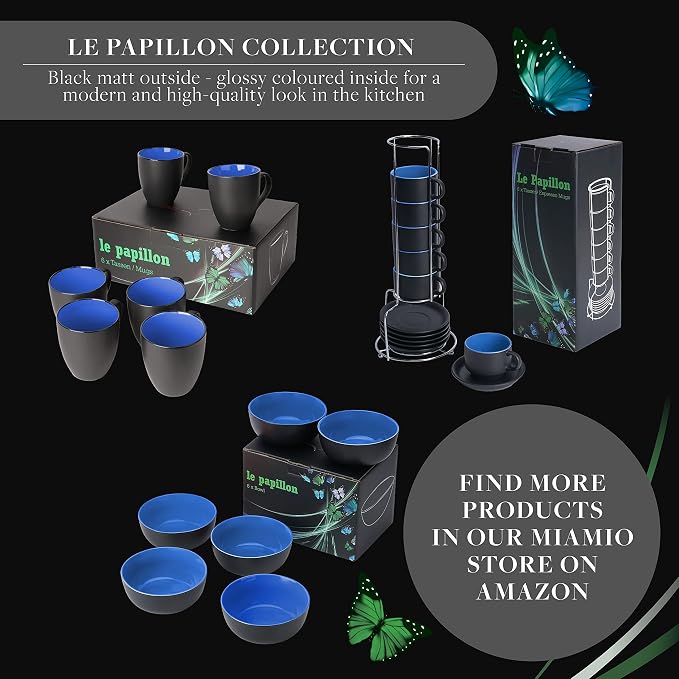 MIAMIO - Coffee Mugs Set of 6 - Le Papillon - Modern Home | Ceramic coffee mugs - Image 7
