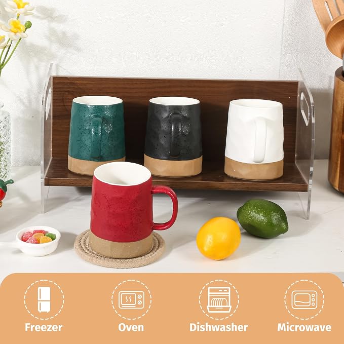 BYCNZB 13oz Ceramic Coffee Cups set of 4, Modern Mugs - Image 3