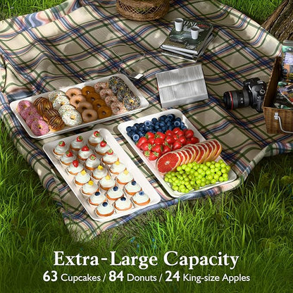 Extra Large 3-Tier Melamine Serving Tray Set and Cupcake Stand for Party Events, 17" Platters with Tiered Stand, Holds 63 Cupcakes, Food, Dessert, and Fruit, 24K Gold-Plated