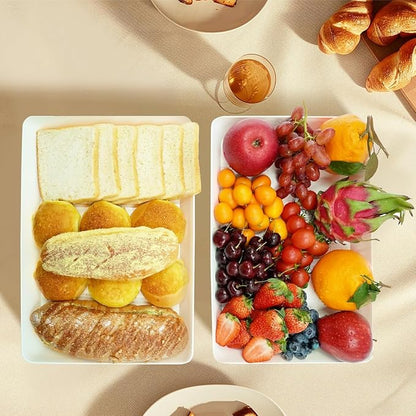 Serving Tray Platter, 4 Pack Food Tray for Veggie Fruit Snack Dessert Cookie Cheese, Food Trays for Party Supplies Display, Plastic Platters for Serving Food, Large White Trays, BPA Free