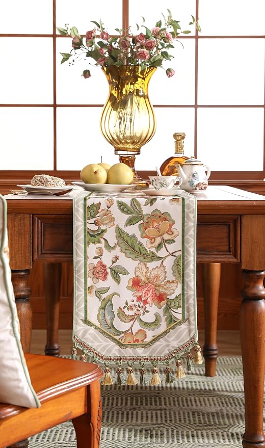 Patdrea Designer Elegant French Velvet Table Runner, Colorful Floral Print - Image 9