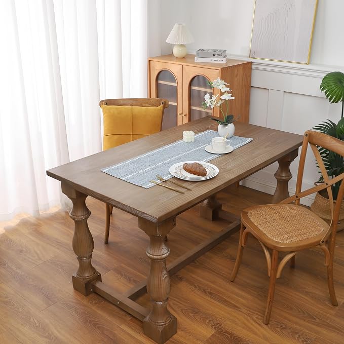 Gernaice 2PCS Boho Table Runner, Rustic Cotton Linen Farmhouse Table Runners - Image 2