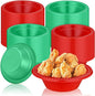 Layhit 100 Pcs Christmas Plastic Bowls 12 oz Disposable Salad Red Green Plastic Serving Xmas Party Supplies Candy Snack Bowls for Christmas Holiday Party Picnic