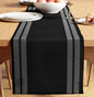 Encasa XO Table Runner, Yarn Dyed Ribbed Cotton 13"x72" | Ladder Black by EncasaXO