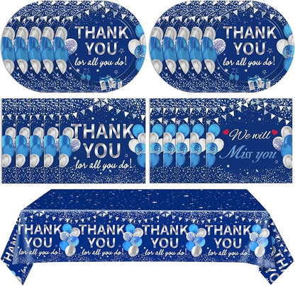 41Pcs Blue Silver Thank You Decorations Thank You by Mainivo