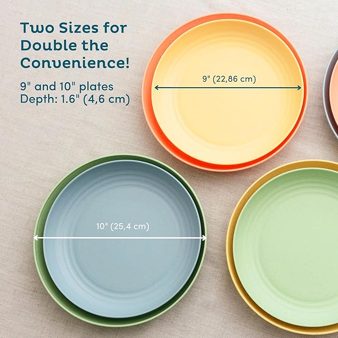 8-Pack Reusable Wheat Straw Plates Set - Image 6