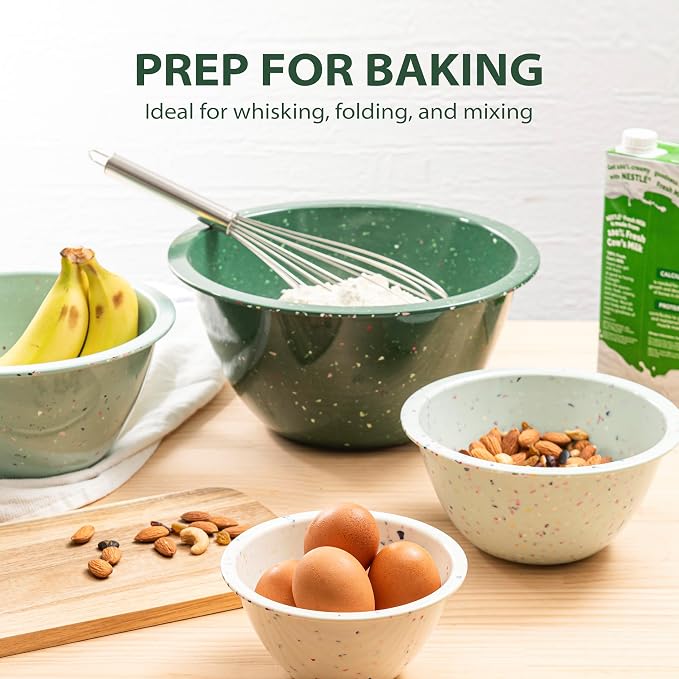 Confetti Melamine Mixing Bowls Set, 4 Piece Nesting BPA free Green | 4-Piece - Image 2