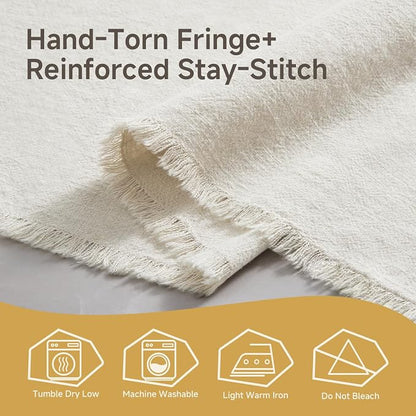14 x 90 Inches Frayed Edge Table Runner, 270G Heavyweight Sand Washed Slub - Image 7