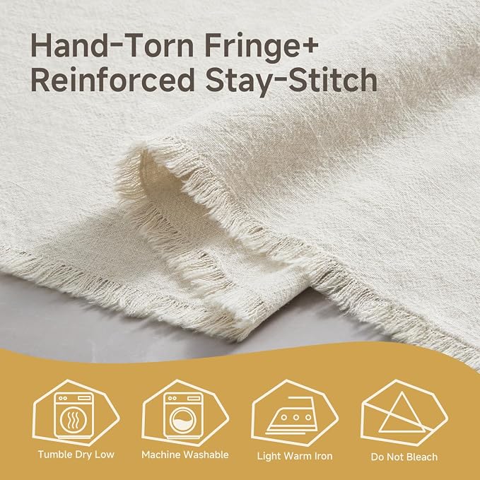 14 x 120 Inches Frayed Edge Table Runner, 270G Heavyweight Sand Washed Slub - Image 7