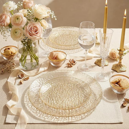 Rubtlamp 100Pcs Gold Glitter Plastic Plates, Heavy Duty Glitter Disposable - Image 3