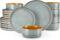 vancasso ONION Ceramic Plates and Bowls Sets, 18 Pieces Light Blue Dinnerware by vancasso