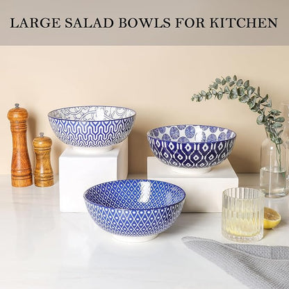 Selamica Ceramic Large Salad Bowls Set, 53 OZ Pho Bowls 8 Inch Soup Bowls - Image 4