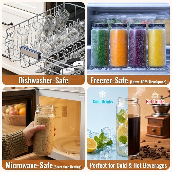 8 Pack 16OZ Glass Juice Bottles - Image 4
