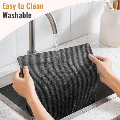 Jovono Faux Leather Placemats Set of 6, Waterproof Washable Table Mats, Easy-Clean Heat Resistant Kitchen Vinyl Place Mat for Dining Table, Restaurant, Indoor, 17.8"x11.8", Gray