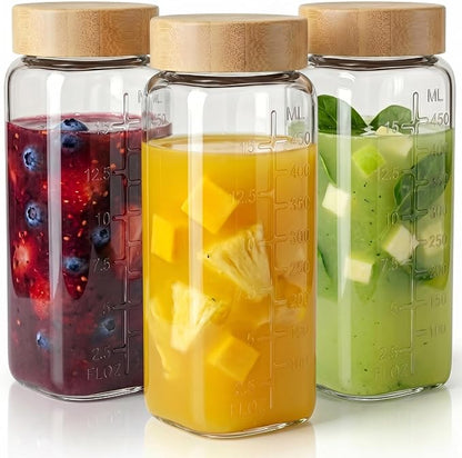 16 oz Square Glass Juice Bottles by HomArtist