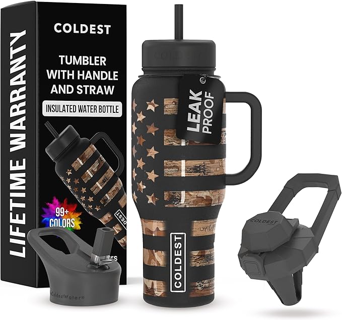 Coldest Tumbler with Handle and Straw, 100% Leak Proof Insulated Tumbler with by Coldest