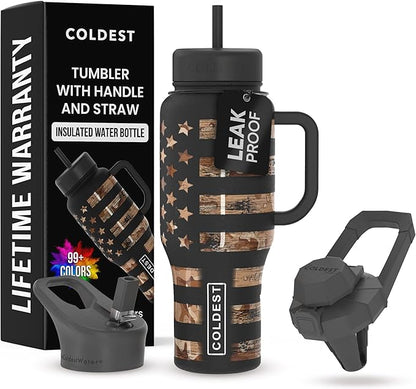 Coldest Tumbler with Handle and Straw, 100% Leak Proof Insulated Tumbler with by Coldest
