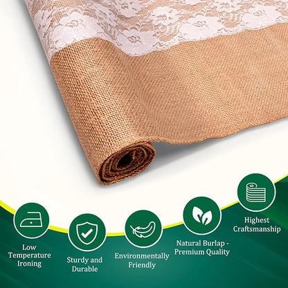 Burlap Lace Table Runner – 14”x 72” - Image 3